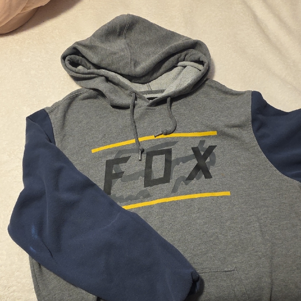 Fox Men's Gray and Navy Hoodie